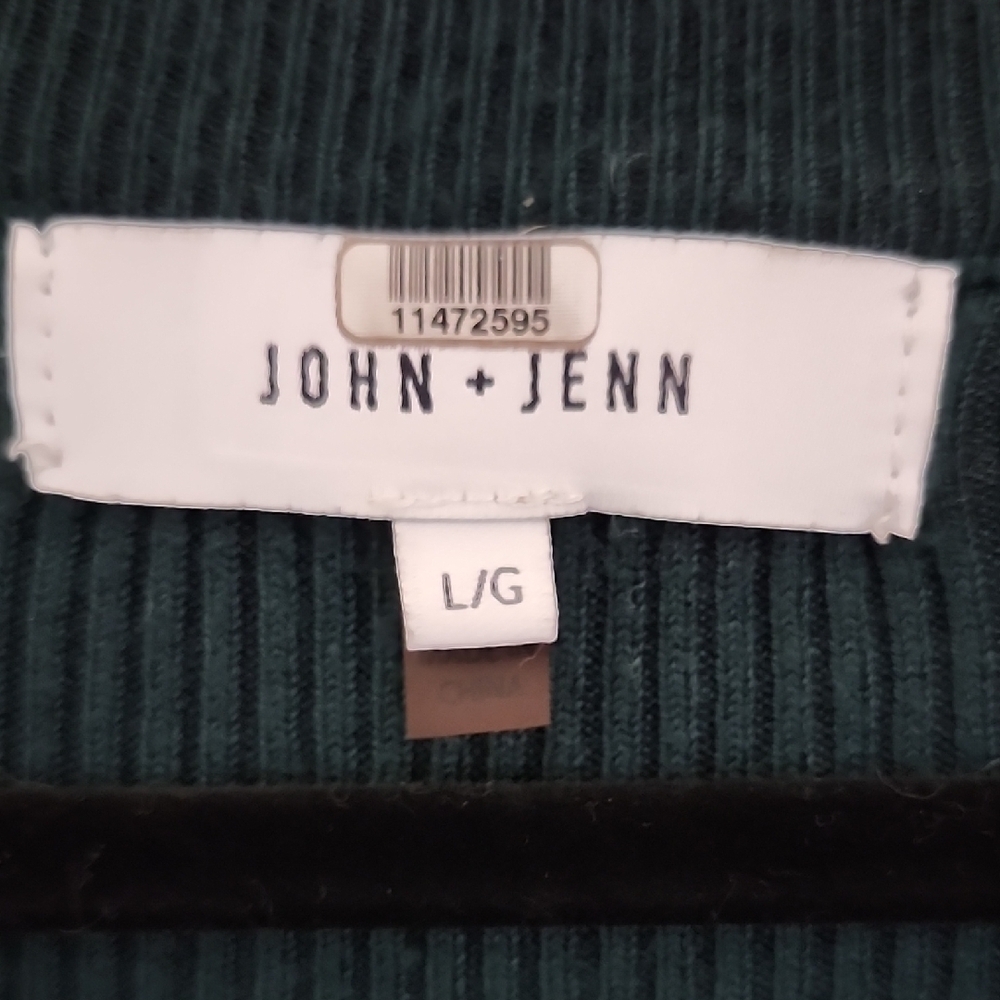 John + Jenn Green Ribbed Bodycon Dress Long Sleeve - Picture 2 of 12